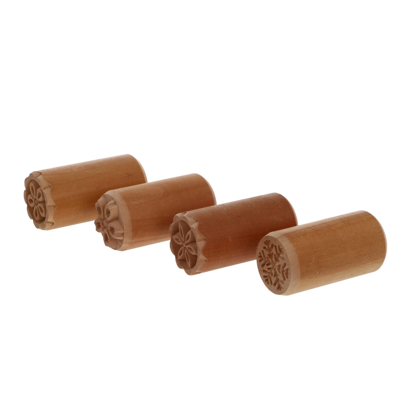 Mobestech 4Pcs Wooden Moon Cake Stampers Traditional Baking Molds for Chinese Desserts for Creative Baking and Unique present Ideas Wood Color