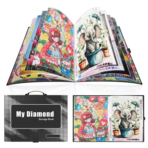 Image of Diamond Art Storage Book with Accessories Painting Storage for Diamond Painting Kits, Tools & Supplies Album 22x16.4inch Art Collection Binder Book A2 Folder 50x40cm(Black)