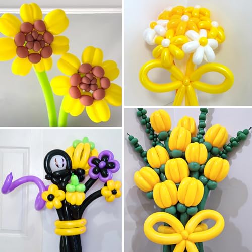 Image of 100Pcs Yellow 260 Balloons, Long Balloon for Tying Balloon Arch, Long Skinny Balloons for Twisting Ballons Animal balloons Birthday Party Wedding Festival Decorations