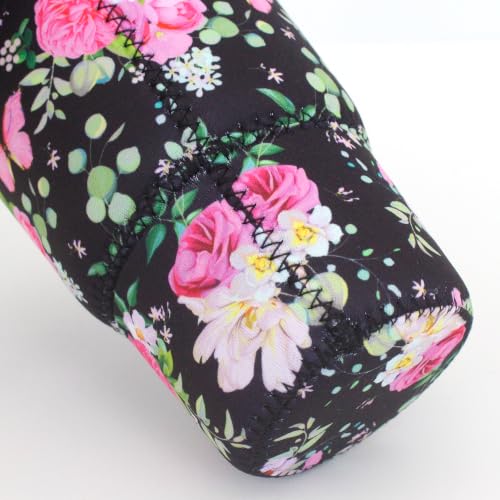 Image of 3 Pack Reusable Iced Coffee Sleeves - Xumbtvs Insulator Sleeve for Cold Beverages, Neoprene Coffee Cup Holder (Black Floral)