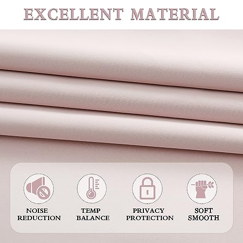 Image of DONREN Blush Pink Curtains 80 Inches Long - 2 Panels Blackout Curtain Panels /Drapes for Girls Kids Bedroom Decor - Baby Pink Room Darkening Thermal Insulated for Baby Nursery W 52 inch x L 80 inch
