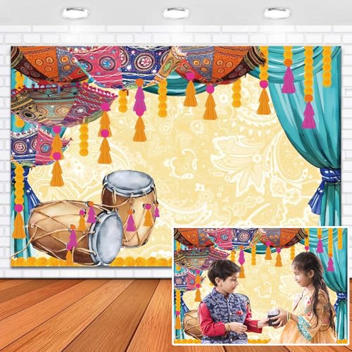 Leowefowa 10x8ft Vinyl India Traditional Wedding Backdrop Orange Flower Marigold Hindu Curtain Background Hindu Indian Wedding Party Decor Marigold Puja Ganpati Bridal Shower Wedding Photo Props
