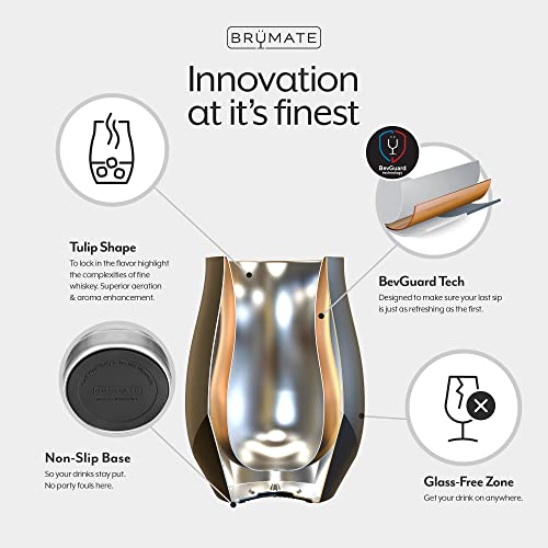 Brümate Nos'r, Double-Wall Stainless Steel Whiskey Nosing Glass - 7 Oz (Walnut) #TOP3