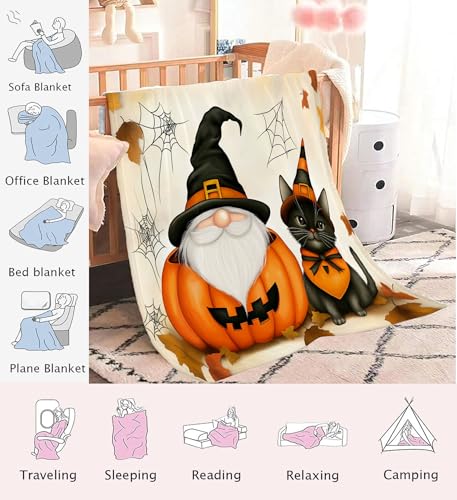Plaid Halloween grand format 220x240cm contre le froid avec motif citrouille - 7