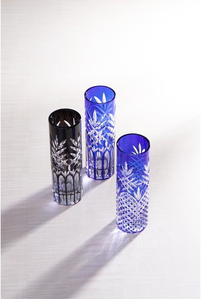 Narumi GW6072-524BL Glass Works Altair Vase, 6.9 inches (17.5 cm), Blue, Stylish, Box Included