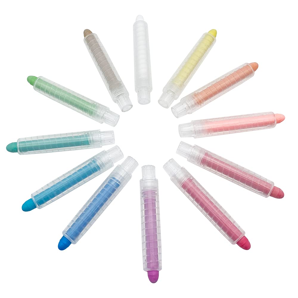 USELUCK Dustless Chalk Rotating Coloured Chalk 10 mm Tip Art Tool for Blackboard Chalkboards Teacher Children School Office Drawing Chalk 12 Pieces