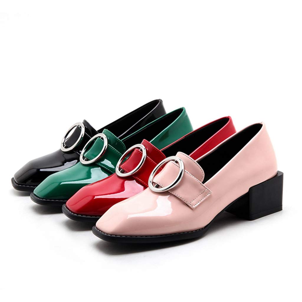 Escarpins Femme Talon Bloc 6 Cm – Cuir Verni Bout Carré – Sangle Boucle – Grande Pointure – Chaussures Élégantes Z034s36T