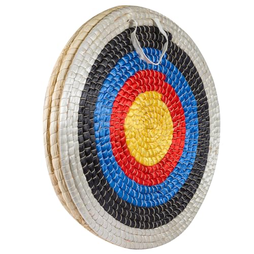 JF HOME BLISS Archery Target Hand-Made Straw Round Target Shooting Bow for Recurve Bow Compound Bow or Longbow 20 inches Diameter (White, 3 Layers)