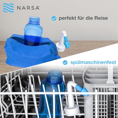 Nasendusche NARSA Set mit 30 Portionsbeuteln Nasenspülsalz und 3 Aufsätzen