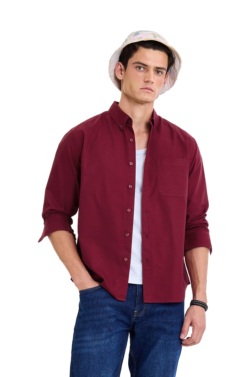 snitch Men Casual & Semi-Formal Shirt | Regular Fit Long Sleeve Button-Down Collar Solid Oxford Style | 100% Cotton Breathable Fabric for Office, Date Night-picture-26