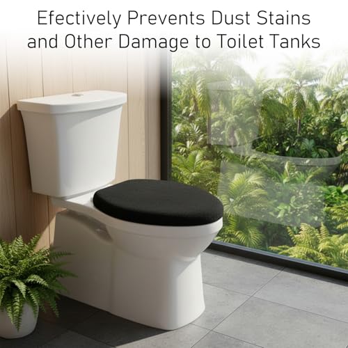 Tyqour Toilettensitzbezug 34x45 cm Toilettendeckelbezug Schwarzer Wc Deckelbezug, Weich, Passend Für Die Meisten Wc-Deckel, Mit Elastischem Rand, Maschinenwaschbar