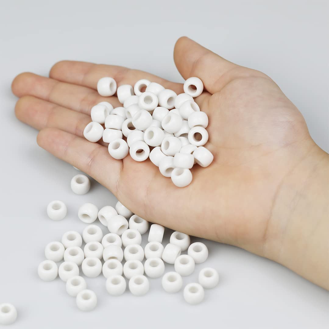 VOOMOLOVE 1000 PCS White Pony Beads for Bracelets Hair Braids, and Crafts - Plastic Hair Beads 6x9mm, Small - Image 2