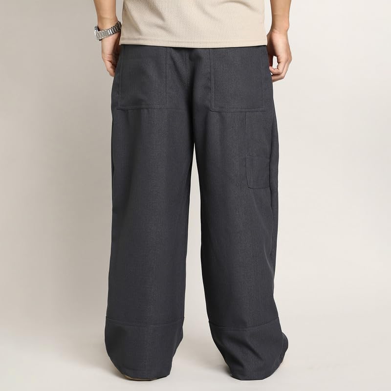 Image of CAHOOT Men's Cargo Trousers for Casual Wear | Mid-Rise | Relaxed Fit | Button Closure | Cargo Pants Crafted with Comfort Fit for Everyday Wear