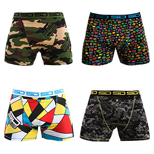 Smuggling Duds Men's Stash Boxer Brief Shorts - Pickpocket Proof Travel Secret Pocket Underwear Core Collection 4 Pack Extra Large