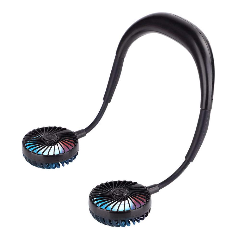 UDPOIUYT Wearable Cooling Fan, Mini USB Wearable Neck Fan, Foldable Telescopic Silent Sports, Multicolor(Nero)