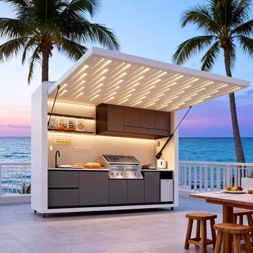 Built-in Outdoor Kitchen with Bar, DIY Customizable 304 Stainless Steel