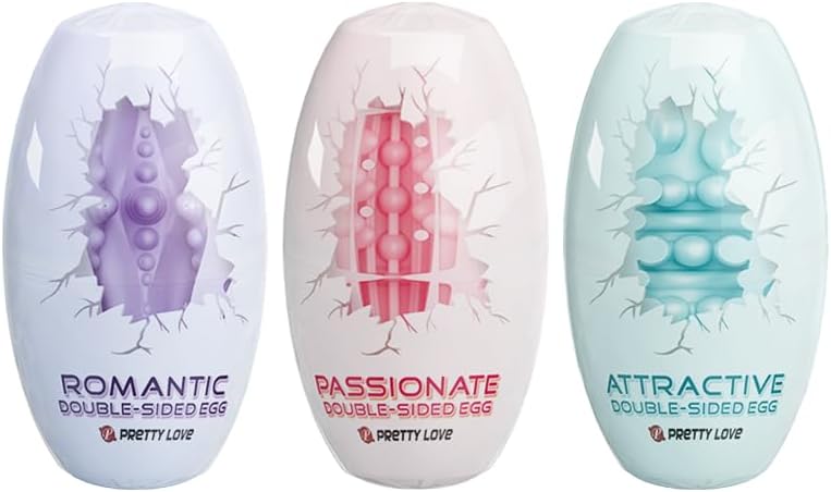 Double-Sided Silicone Male Masturbator Egg - Pocket Pussy Stroker & Penis Sleeve with Double Sided Realistic Vagina Textured Structure for Different Sensations (Pink)