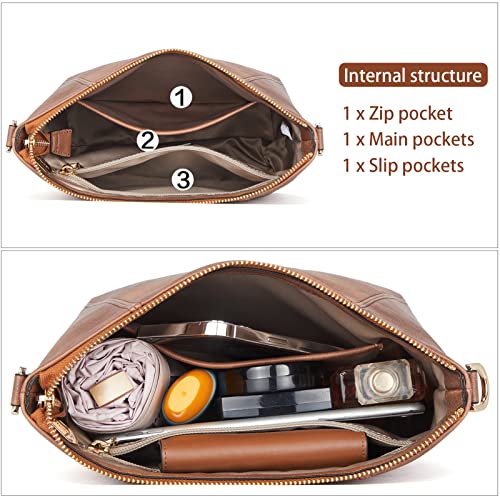 Bostanten Leather Hobo Handbags Designer Purses For Women Shoulder Crossbody Bags Retro Brown #TOP4