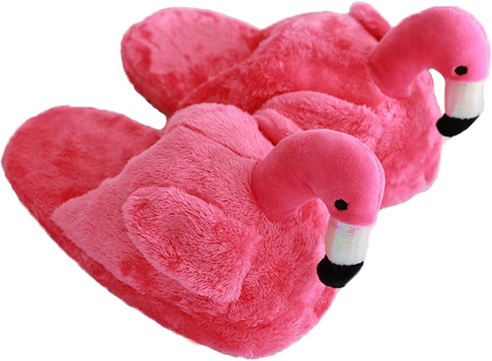 Cute Pink Flamingo Slippers for Women - Fluffy Comfort
