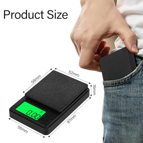 Feinwaage, 500g/0.01g Digitale Präzisionswaage, Präzisions Mini Küchenwaage, Digitalwaage Feinwaage Goldwaage Münzwaage mit LCD-Display, Tara-Funktion,7 Einheiten, für Küche,Kaffee,Schmuck,Getreide