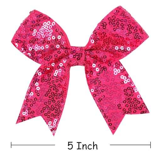 Pinza para cabello con lazo de lentejuelas 5 pulgadas rosa miniatura 4