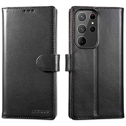 Housse Samsung S23 Ultra portefeuille cuir noir pour le quotidien