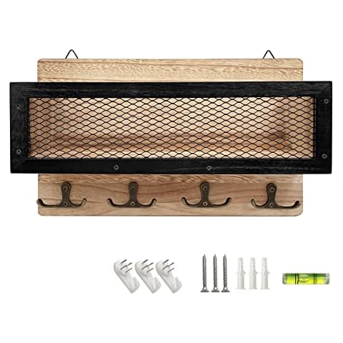 Wooden Wall Key Rack with Hooks Cover