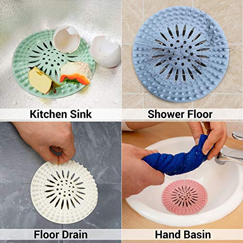 JOYEZA Shower Drain Hair Trap (5-Pack) Durable Silicone Hair Catcher Shower Drain Hair Catcher, Easy Install&Clean Drain Cover for Bathroom Kitchen and Tub - Thumbnail 3
