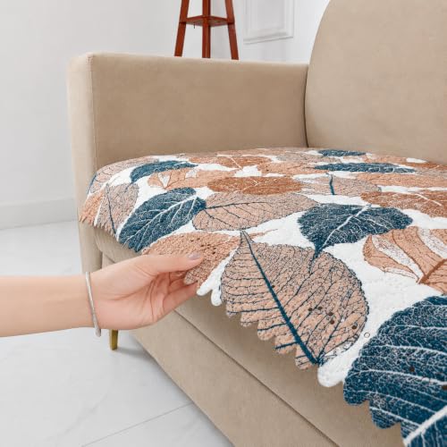 Image of Homerz Premium Printed Quilted Velvet Sofa Slip Cover Protector with Tassels, Sofa Mat, Exact Size, Antislip Cover (Folia, 5 (3+2) Seater, Half)