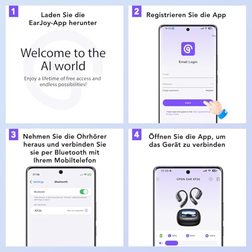 Ki Übersetzer Kopfhörer, 3-in-1 Übersetzungskopfhörer mit echtzeit übersetzung, 150 Sprachen Kopfhörer Übersetzer Echtzeit, Touchscreen 60H kopfhörer für iOS und Android, Reisen