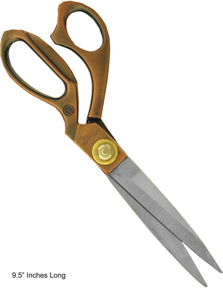 9.5" Professional Tailor Scissors and Sharpening Stone Set | Extra Sharp Stainless Steel Blades | Copper-Colored Handles | Ideal for Craftsmen and Artisans