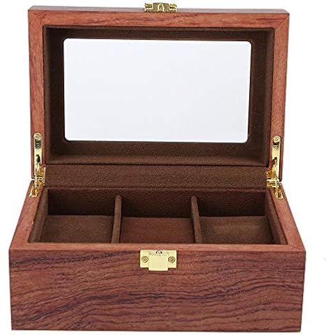 Uhrenbox 3 Slots, Uhrenkasten Uhrenvitrine Klassisches Holz Uhrenschatulle Cover