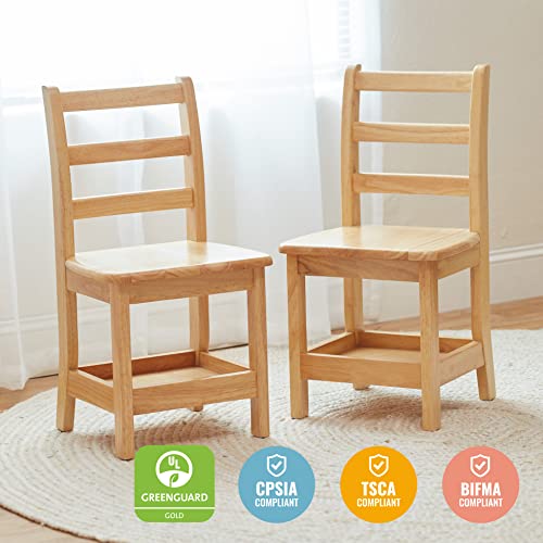 Ecr4Kids 14In Three Rung Ladderback Storage 2-Pack-Assembled Hardwood Chairs, Natural #TOP5