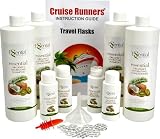 Cruise Runners - Rum Runners for Cruise Alcohol Smuggling Kit Hidden Flasks for Liquor Disguise Fake Shampoo Bottles Hidden Alcohol Container 4x17.3oz and 4x3oz Travel Flasks