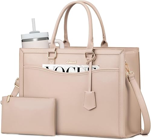 Miniatura 13 de LOVEVOOK Bolsa de mano para laptop para mujer, bolsa de trabajo de oficina, maletín para laptop de 15.6 pulgadas, bolsa de gran capacidad para Negro