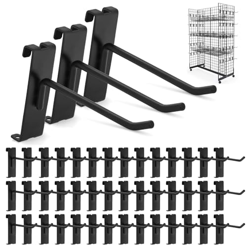 Gridwall Hooks 60 Pcs, Pack in 4 Inch Gridwall & Fixtures Hooks for Grid Wall Panels Accessory, Heavy Duty Display Hooks for Wire Grid Wall Accessories Display Rack Hanging Storage ( Black ) by Froidesente - Used condition - US$30.28
