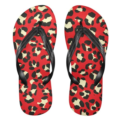 Leopard Black Red Flip Flop Beach Summer Casual Sandal for Women & Men Shower Shoes 20861858
