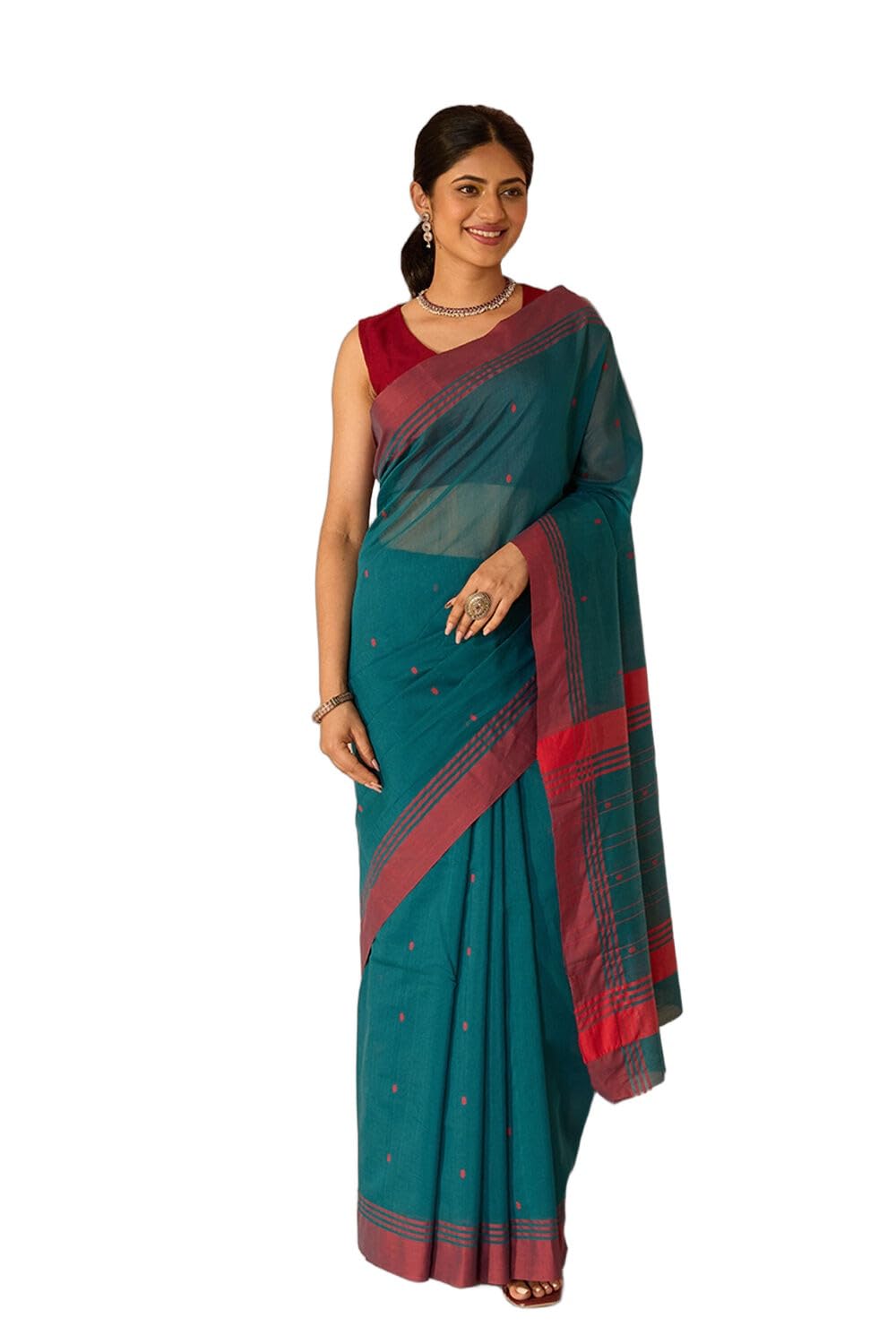 taneira Blue Woven Pure Silk Cotton Chanderi SareeWith Unstitched Blouse(SATH01AD7008-Blue)-picture-26