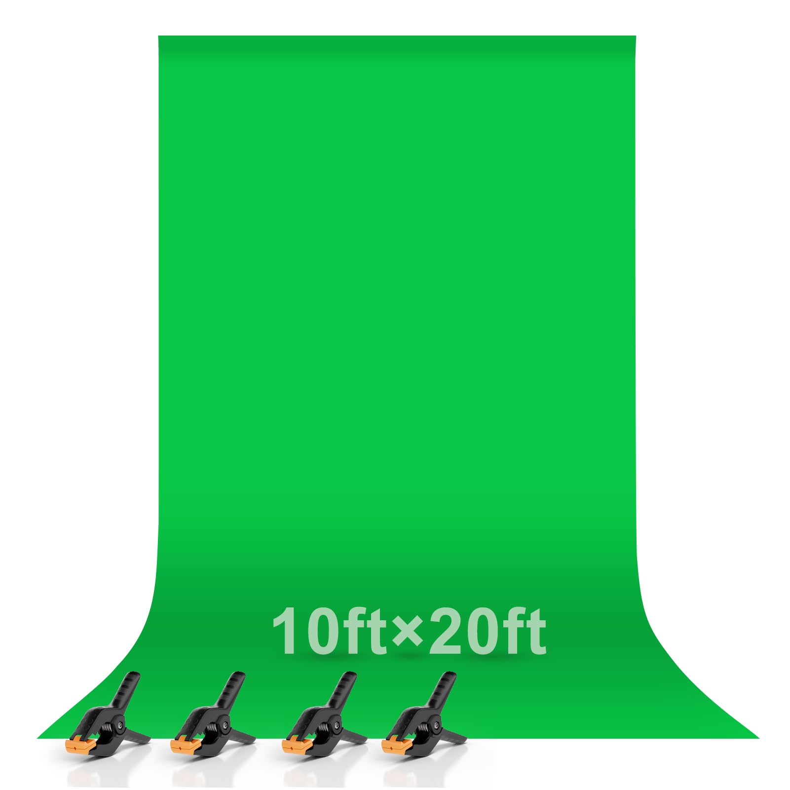 EMART 3.0x6.0m/10x20ft Photography Green Screen Backdrop, Extra Large Chromakey Greenscreen with 4 Clamps, Muslin Cloth Background for Zoom, Streaming, Gaming, Studio Photo Video, Photoshoot