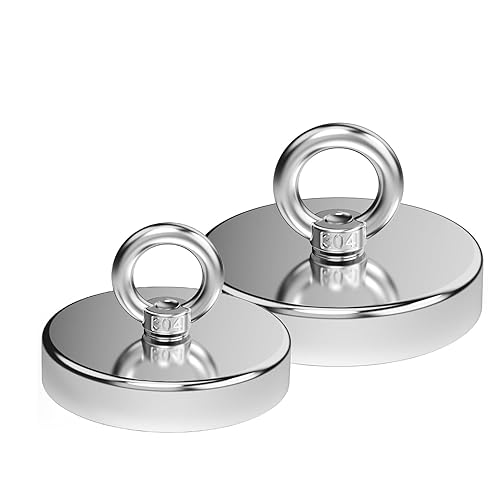 Imanes de pesca de dos piezas, 160500 libras, extraresistentes, imanes de recuperación de metal, imanes de tierras raras con pernos de ojo para