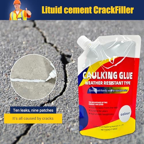 Image of Concrete Crack Filler 3-Pack, Self-Leveling Cement Crack Repair & Waterproof Concrete Sealant, 0.1mm-1 /4 inch Slab & Foundation Crack Sealer for Driveway, Garage Floor, Basement Wall & Patio, 24-48H Cure