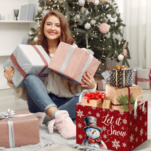 Image of Merry Christmas Snowman Rectangular Basket,Waterproof Boxes with Handle, Toy Snowman Storage Box for Boys Girls, Merry Foldable Book Storage, Christmas Gifts Basket for Family, Christmas Party Decor