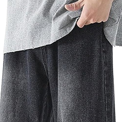 Mens Straight Jeans Wide Leg Baggy Loose Fit Denim Pants Y2K Vintage Casual Long Trousers4