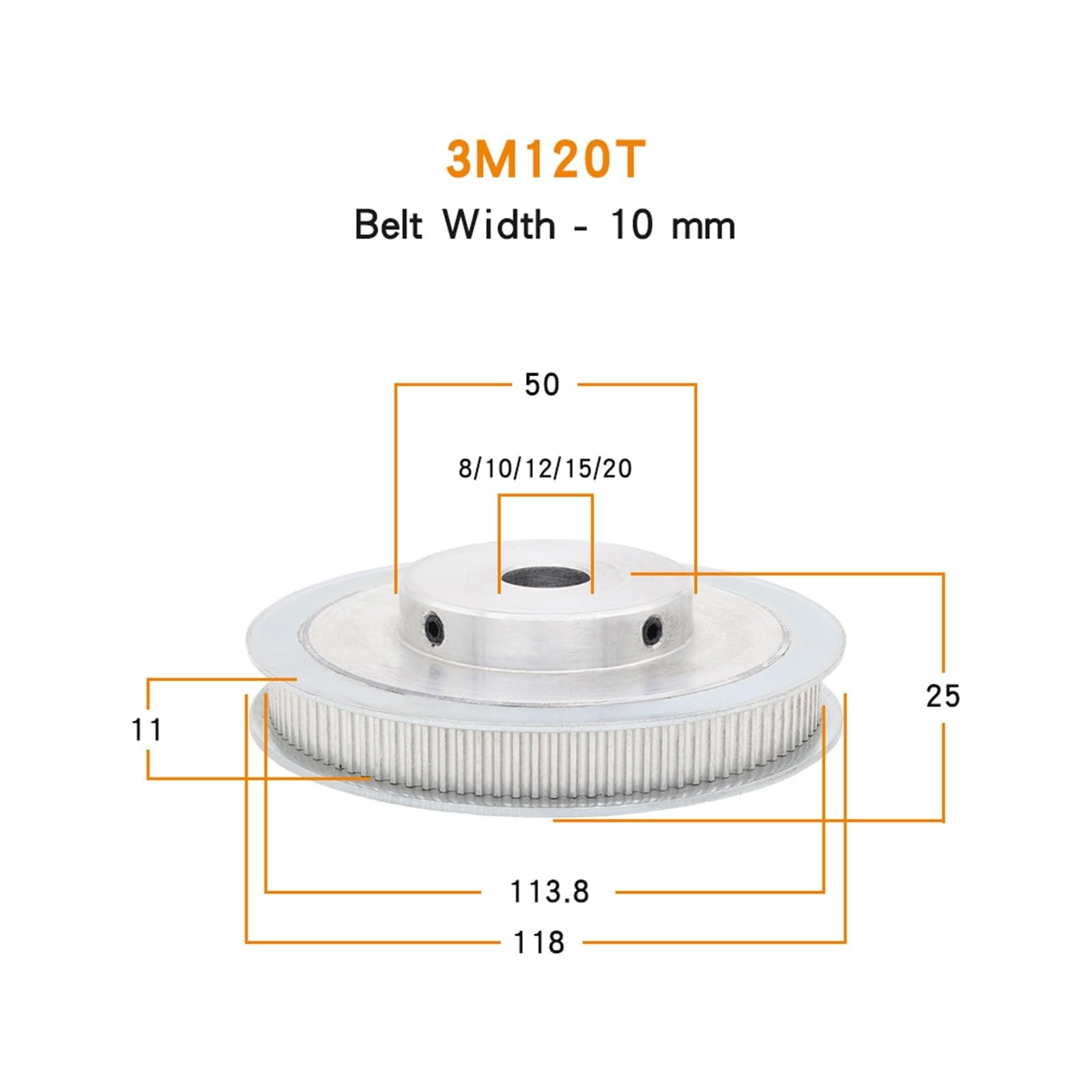 Bevel Gear Pinion Hardware Mechanical 1pcs 3M120T Width 11mm Pulley Wheels Alloy Wheel Teeth Pitch 3.0mm BF Shape Match with Width 10mm Timing Belt(10x3x1.4mm)