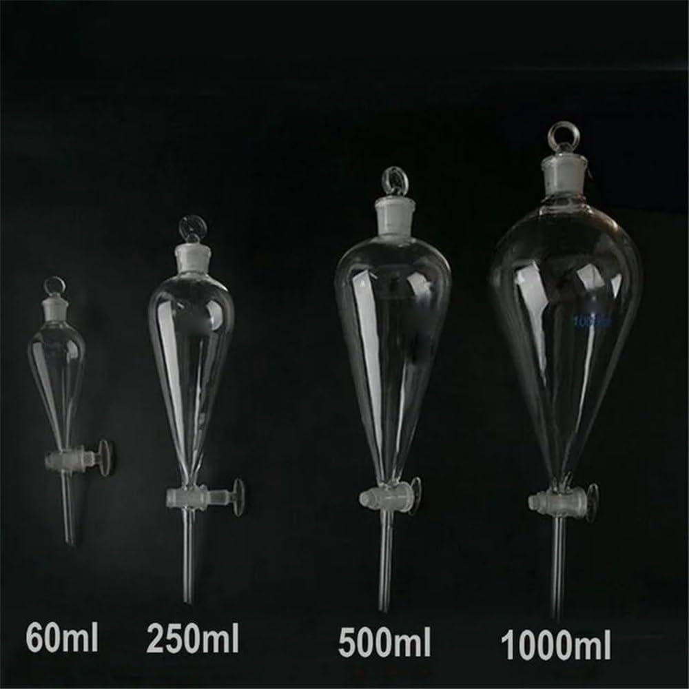 Vetreria da laboratorio 1 pz 60/125/250/500/1000 ml Imbuto conico separatore a forma di pera con pistone smerigliato in vetro Vetreria da laboratorio(250ml)