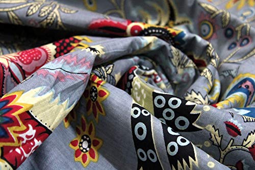 Tissu floral indien en coton imprimé main de 5 mètres pour couture