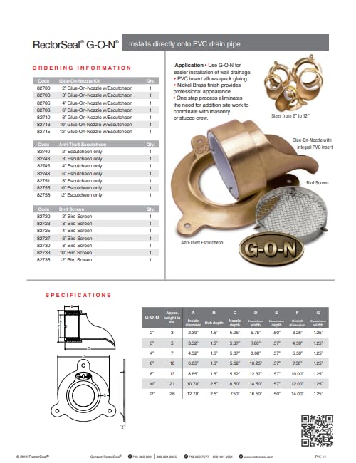 RectorSeal G-O-N 82703 Nozzle & Escutcheon, Direct Install