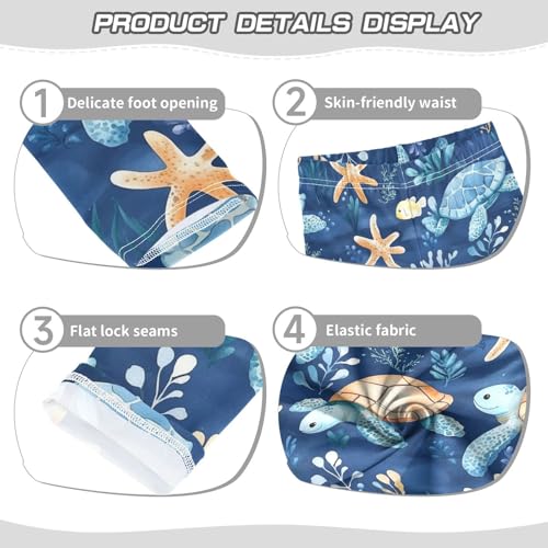 Fish Watercolor Turtles Starfish Girls Leggings Kids Yoga Pants Dance Active Tights 4T3