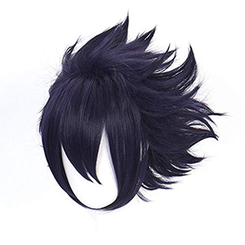 Black Purple Short Messy Heat Resistant Synthetic Costume Hairs for Men Women Halloween Cos Anime Party Replacement Wigs - Image 3