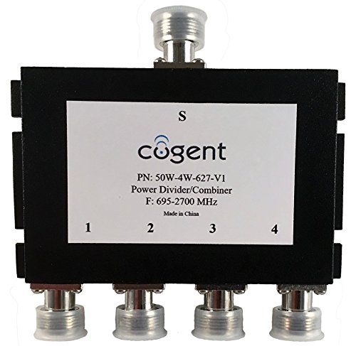 Cogent’s 4-way power splitter with N type female 50 Ohm connectors supporting 695-2700 MHz